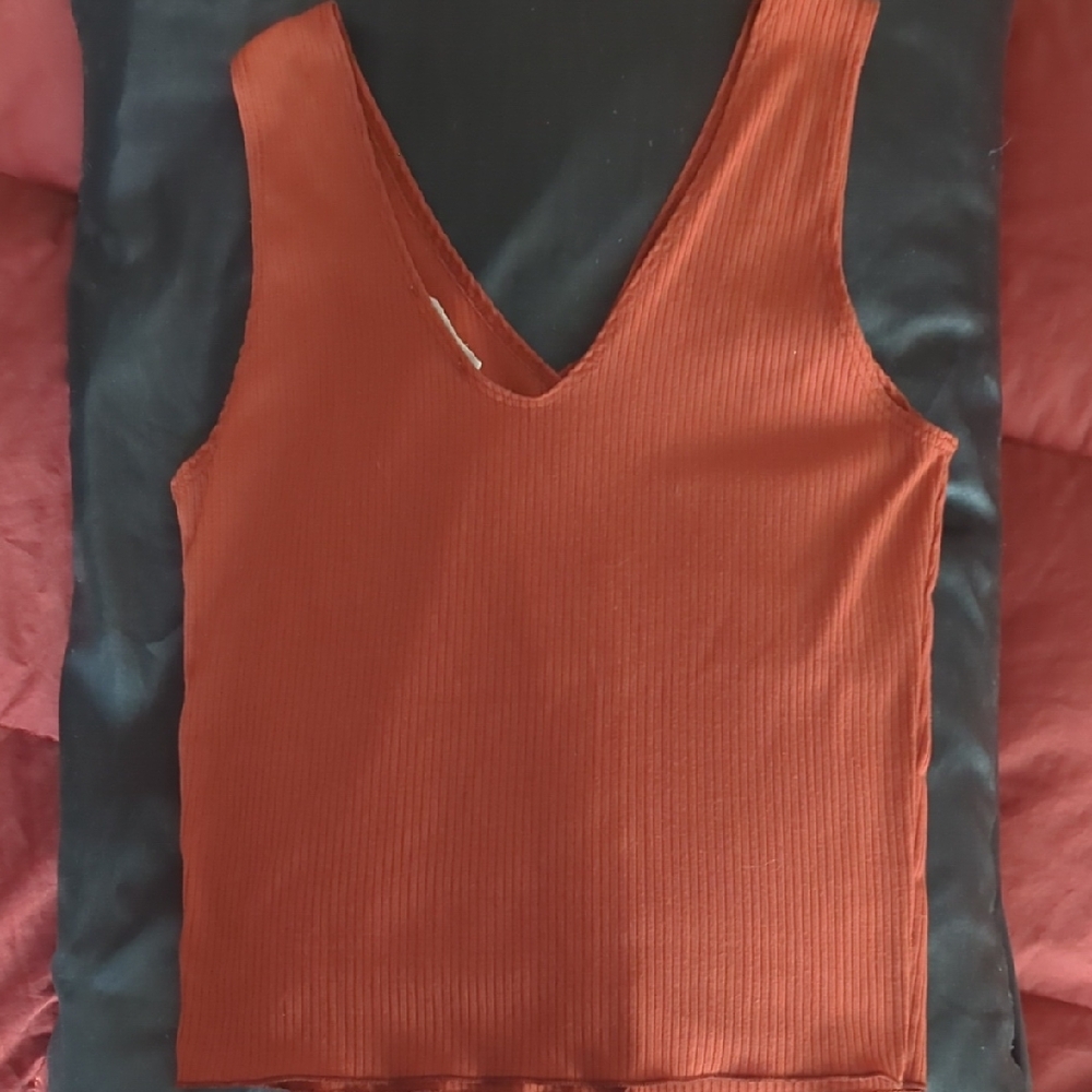 Caution To The Wind Rust Ribbed Button-Front Tank Top - Picture 3 of 3